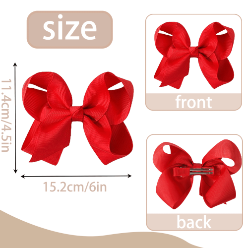 Faixas de cabelo para bebês, fita canelada vermelha, pacote com 12 unidades, 15 cm (6 polegadas) 1