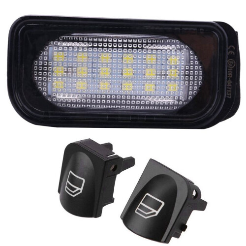 2 Pair Car Accessories: 1 Pair No Error License Plate Light Base & 1 Pair Front Window  Repair Button Caps