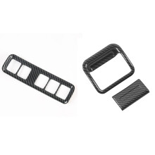 for Navara NP300 2016-2021 Carbon Fibre Car Headlight Button Cover & Glove Box Handle Bowl Cover