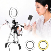 2Pièces Support Téléphone Lumière Anneau LED Dimmable Multi-Usage