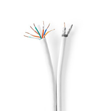 IEC (Koax) CAT6 Kombikabel auf Rolle | RG58 | 75 Ohm | Doppelt geschirmt | ECA | 50.0 m | Rund | Weiss | Kartonverpackung