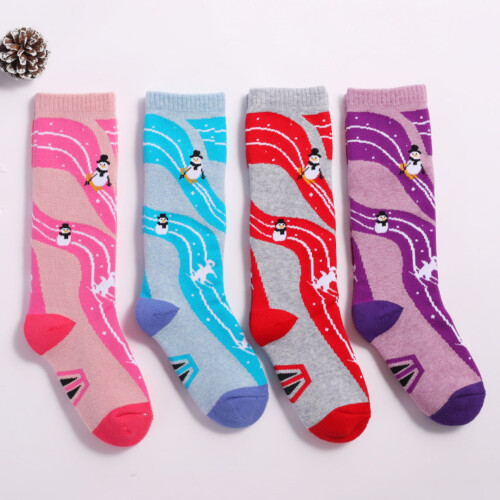 2 ζευγάρια παιδικές κάλτσες σκι, κάλτσες σνόουμπορντ από μείγμα βαμβακιού για 1