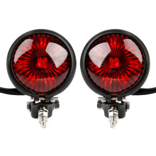 2X Red 12V Led Black Cafe Racer Style Stop Tail Light Motorbike Brake Rear Lamp Tail Light for Chopper Bobber