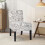 Upholstered Accent Chair White Urban Style Solid Wood Legs 4