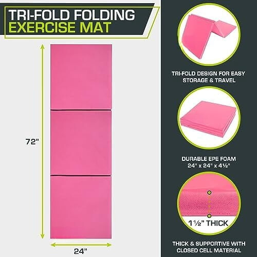 ProSource Tri-Brett Treningsmatte 180 cm x 60 cm 1