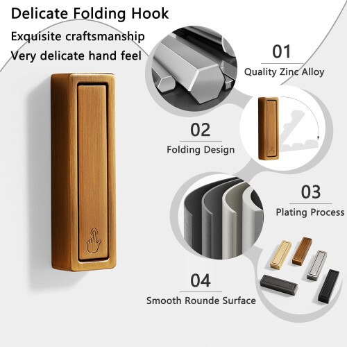 2 Pack Folding Coat Hooks Zinc Alloy Wall Mount 2