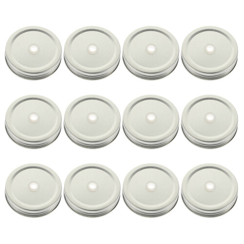 OUNONA12-Pack Σιδερένια Καπάκια Ποτηριών με Τρύπες από Καλαμάκι για Βάζα - και 1