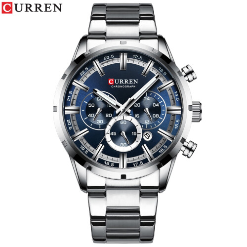 CURREN8355Πολυτελές Ανδρικό Ρολόι Quartz, Αδιάβροχο 3ATM, Φωτεινό, Χρονογράφο, 24ωρο & 1