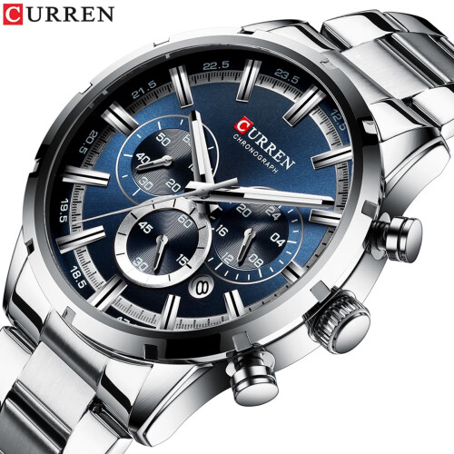 CURREN8355Πολυτελές Ανδρικό Ρολόι Quartz, Αδιάβροχο 3ATM, Φωτεινό, Χρονογράφο, 24ωρο & 2