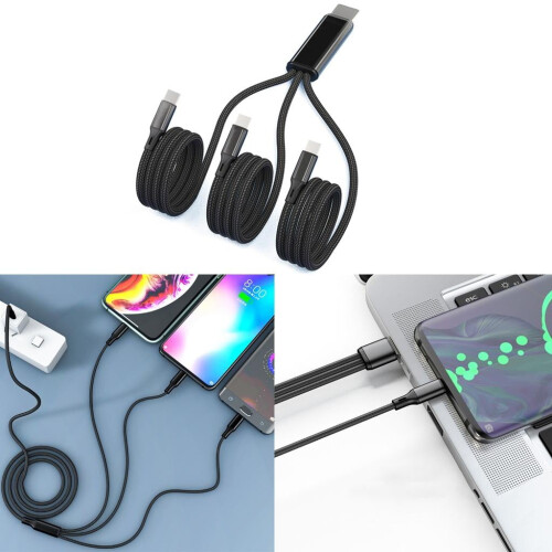 Cable de carga USB múltiple 5V2A 3 en 1 Cable de carga Tipo C a 3 puertos Tipo C 1