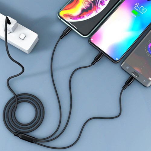 Cable de carga USB múltiple 5V2A 3 en 1 Cable de carga Tipo C a 3 puertos Tipo C 2