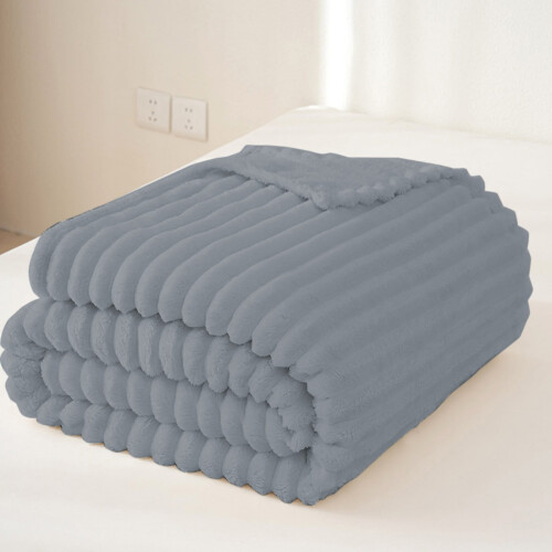 Raschel Fleece Blanket Thermal Double-Layer Dark Gray 2