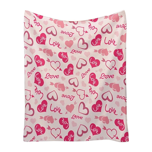 Valentine's Day Red Heart Flannel Throw Blanket 1