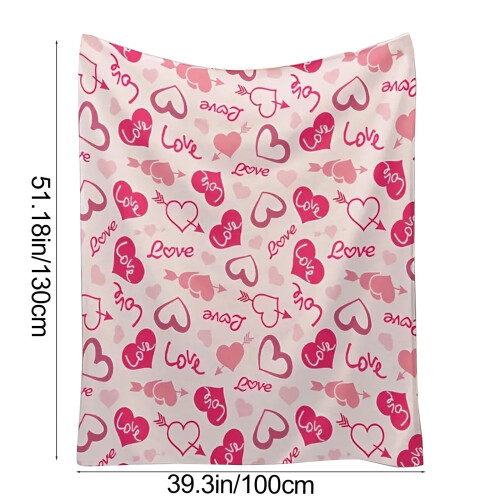Valentine's Day Red Heart Flannel Throw Blanket 2