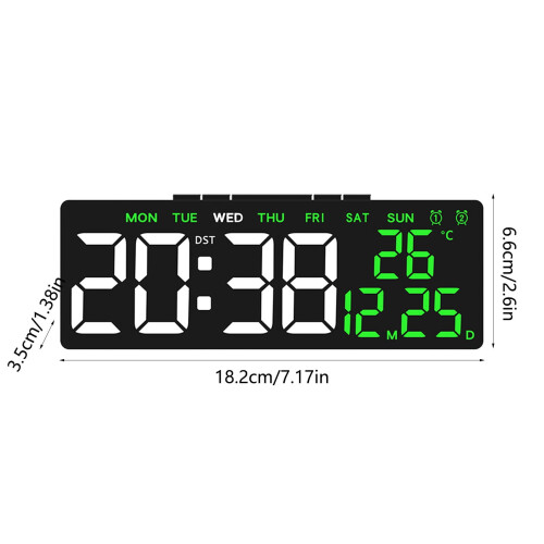 LED Digital Alarm Clock with Date, Temperature & DST | AC 2