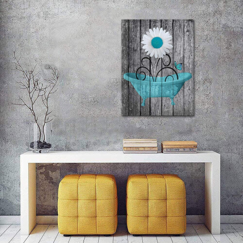 Quadro decorativo de parede com margaridas para banheiro, 30 cm (12 polegadas) 1