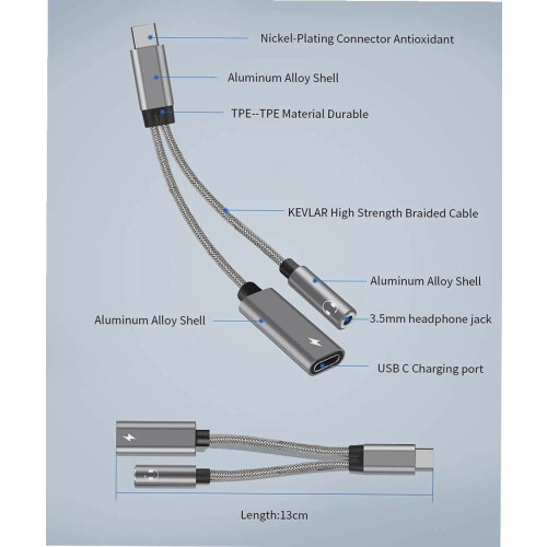 USB-C til 3,5 mm lydadapter med 60 W PD-lading 1