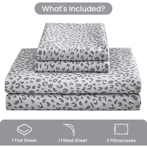 Σεντόνια Queen Size με εκτύπωση Leopard Cheetah, από μαλακές μικροΐνες, με αντιολισθητική 1