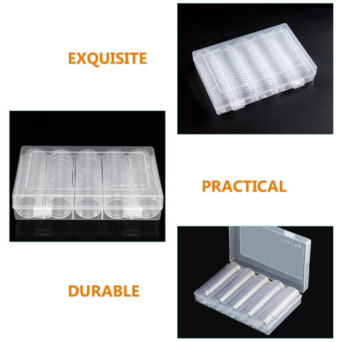 Porta-cápsulas para moedas em plástico transparente (1 conjunto) 1