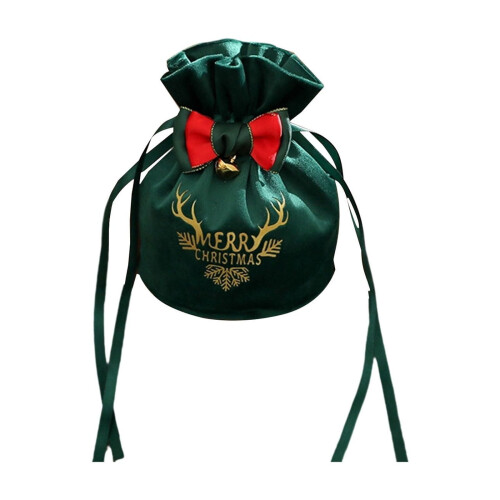 Weihnachtsgeschenktasche aus Samt mit Kordelzug, grün 1