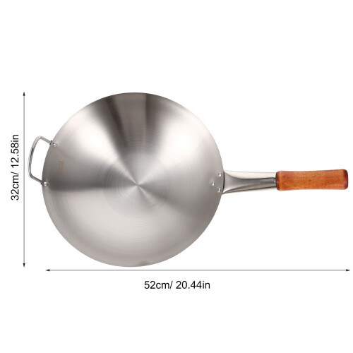 Carbon Steel Wok Silver Single Handle Open Flame Non-stick 1