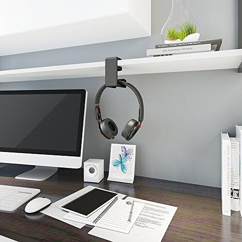 Support de casque rotatif noir, lot de 2, pivotant à 360 1