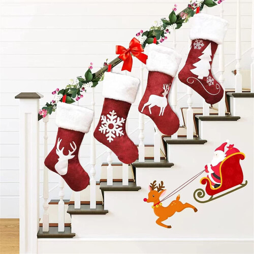 4er-Pack Weihnachtsstrümpfe, 45 cm lang, aus Plüsch 1