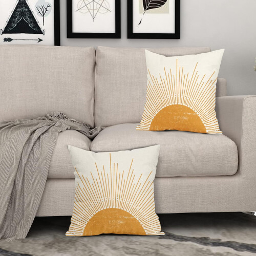 Μαξιλαροθήκες Sunshine από λινό σε μποέμ στιλ 18” x 18”, 2 τεμάχια, σε απόχρωση Abstract 2