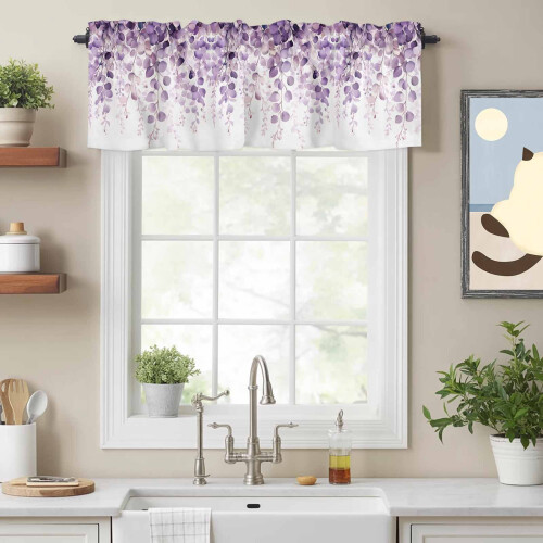 Purple Gradient Leaf Valance Farmhouse Style 60x18in 1
