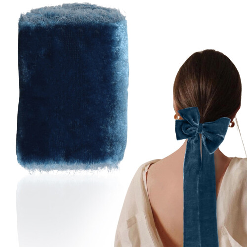 Velvet Ribbon Roll Dark Blue 3 Yards 2