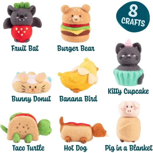 Kit de feltragem com agulha e estojo – 8 Amigos Amantes da Comida de Animais 1