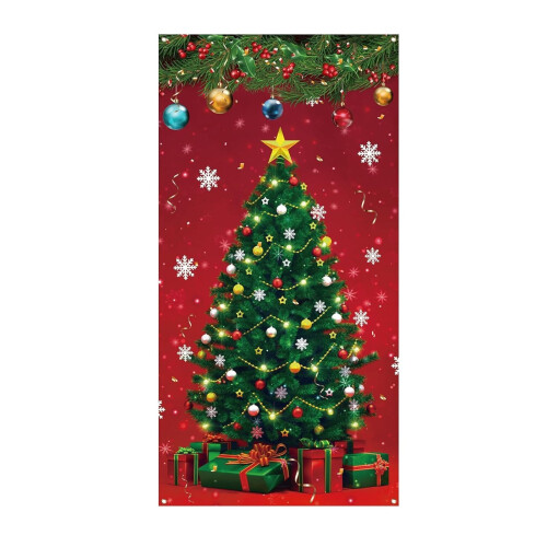 Kerstdeurgordijn, 180x90 cm, polyester 1
