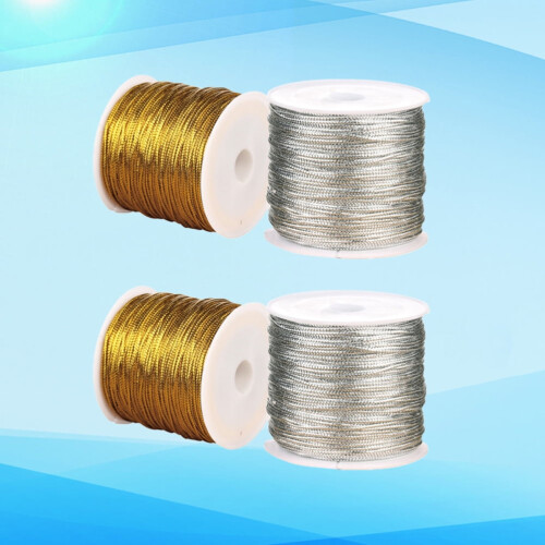 Μεταλλικό σχοινί 4Rolls για χειροτεχνίες DIY, στολίδια γάμου, συσκευασία δώρων, 2
