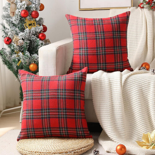 Capas de Almofada de Natal 50x50cm, Linho, Conjunto de 2 2