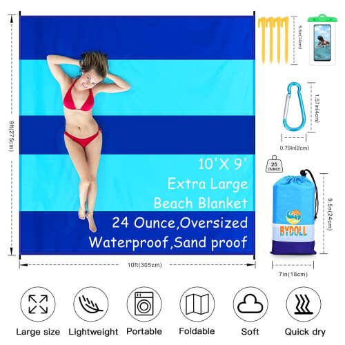 Κουβέρτα Παραλίας 78''X81'' 4-7 Ενήλικες Υπερμεγέθης Ελαφριά Αδιάβροχη Αδιάβροχη 1