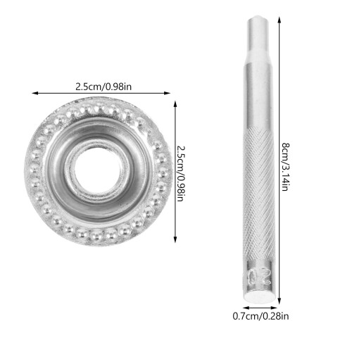 Tryckknappar i rostfritt stål 2,5 cm 1