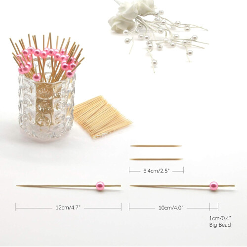 Pärlcocktailpinnar i bambu 4,7 cm 100 st 2