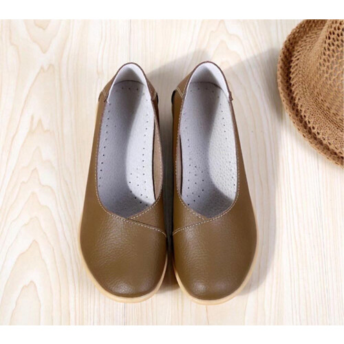 Γυναικεία Δερμάτινα Παπούτσια Loafers Μονόχρωμα Slip-on Flat Παπούτσια Άνετα Casual Φλατ για 1