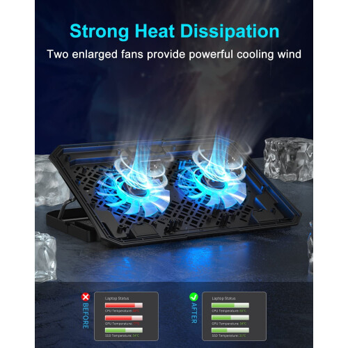 Base de resfriamento para laptop com 2 ventiladores para telas de 10 a 15,6 polegadas. 1