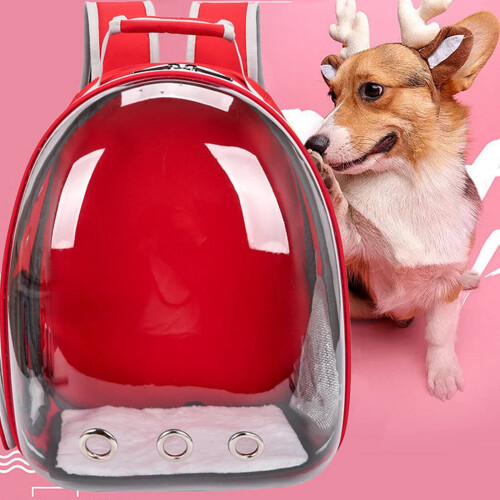 GASTROPOD Cat Backpack with Panoramic Window, 6-Vent Breathable Carrier – Red, Compatible with Cats 2