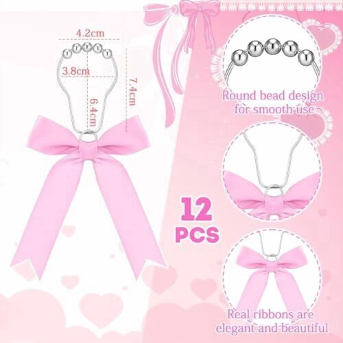 Schwarze Duschvorhanghaken mit Schleife – 12er-Pack 2