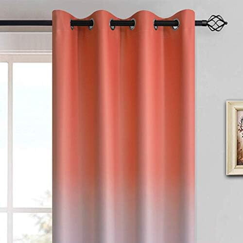 Coral and Grey Ombre Curtains Light Blocking Grommet Set of 1