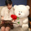 Λούτρινη κούκλα Rose Bear 25cm Ρομαντικό κόκκινο δώρο Αγίου Βαλεντίνου 5