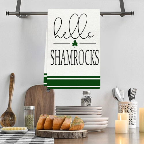 St. Patrick's Day Kitchen Towel Set Absorbent Flour Sack 2