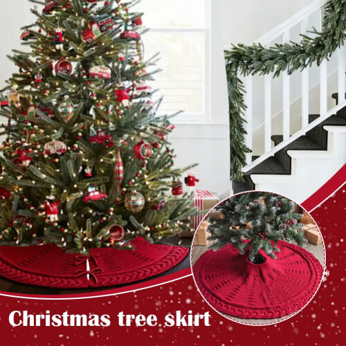 Weihnachtsbaumrock aus Polyester, Vintage-Strick, 122 cm 1