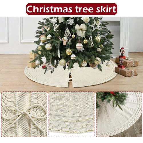 Weihnachtsbaumrock aus Polyester, Vintage-Strick, 62/92/122 cm 2