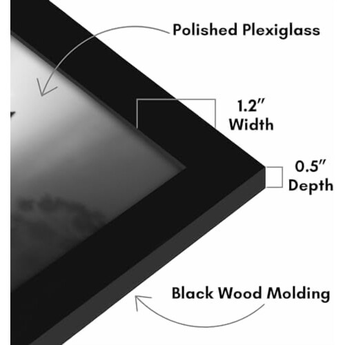 Černý obrazový rám 16x20 palců MDF s plexisklem 2