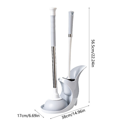 Ensemble brosse et ventouse de toilette moderne et compact 2 pièces 1