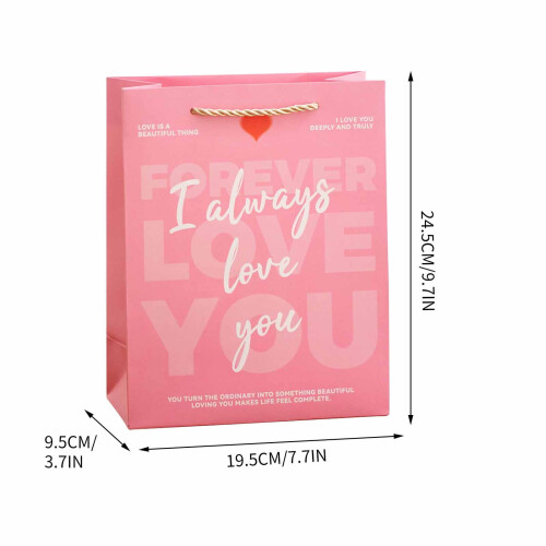Valentinstags-Geschenktüten, rosa Papiertragetasche mit Henkeln 2