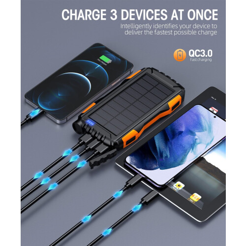 Bateria externa solar de 20000mAh com QC3.0 e lanterna. 2
